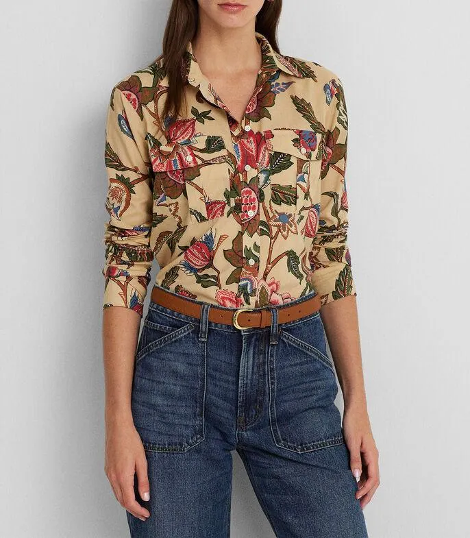 Camisa estampada con manga larga Mujer