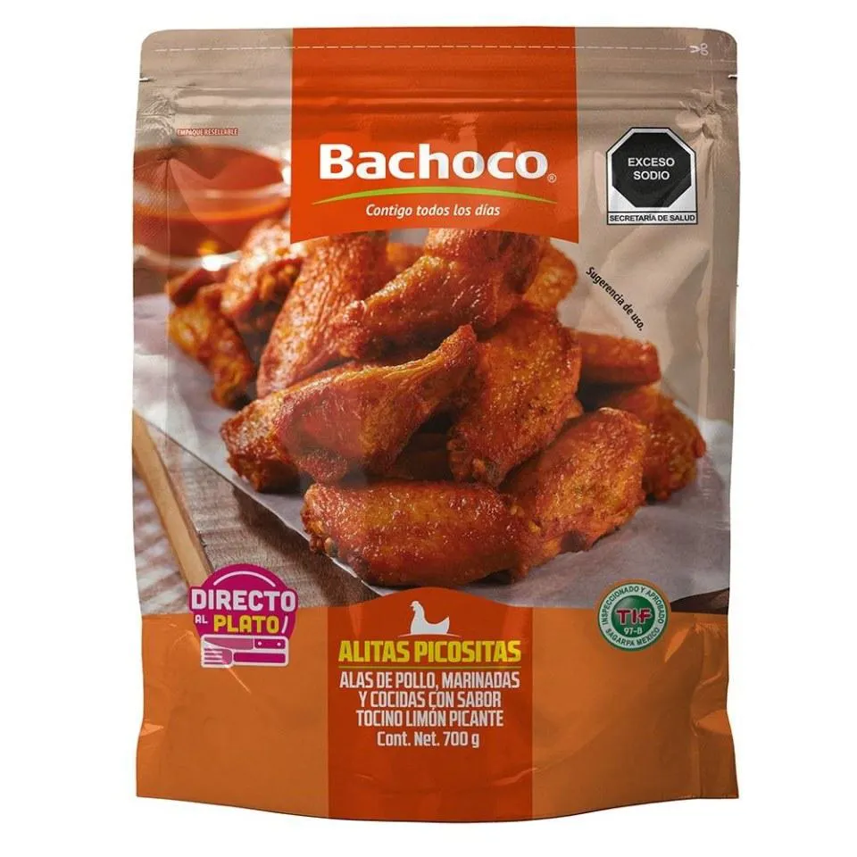 Alitas de pollo Bachoco sabor tocino limón picante 700 g