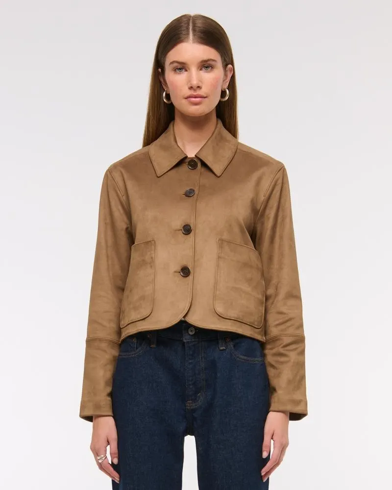 Vegan Suede Button-Through Jacket