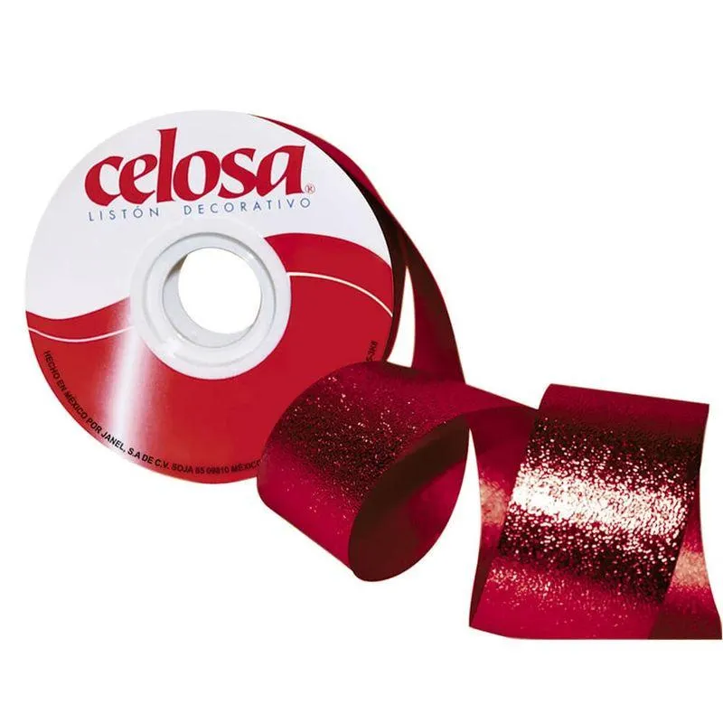 Cinta para Moño Número 9 Metálico Partidor 40 m Rojo de .2 Celosa