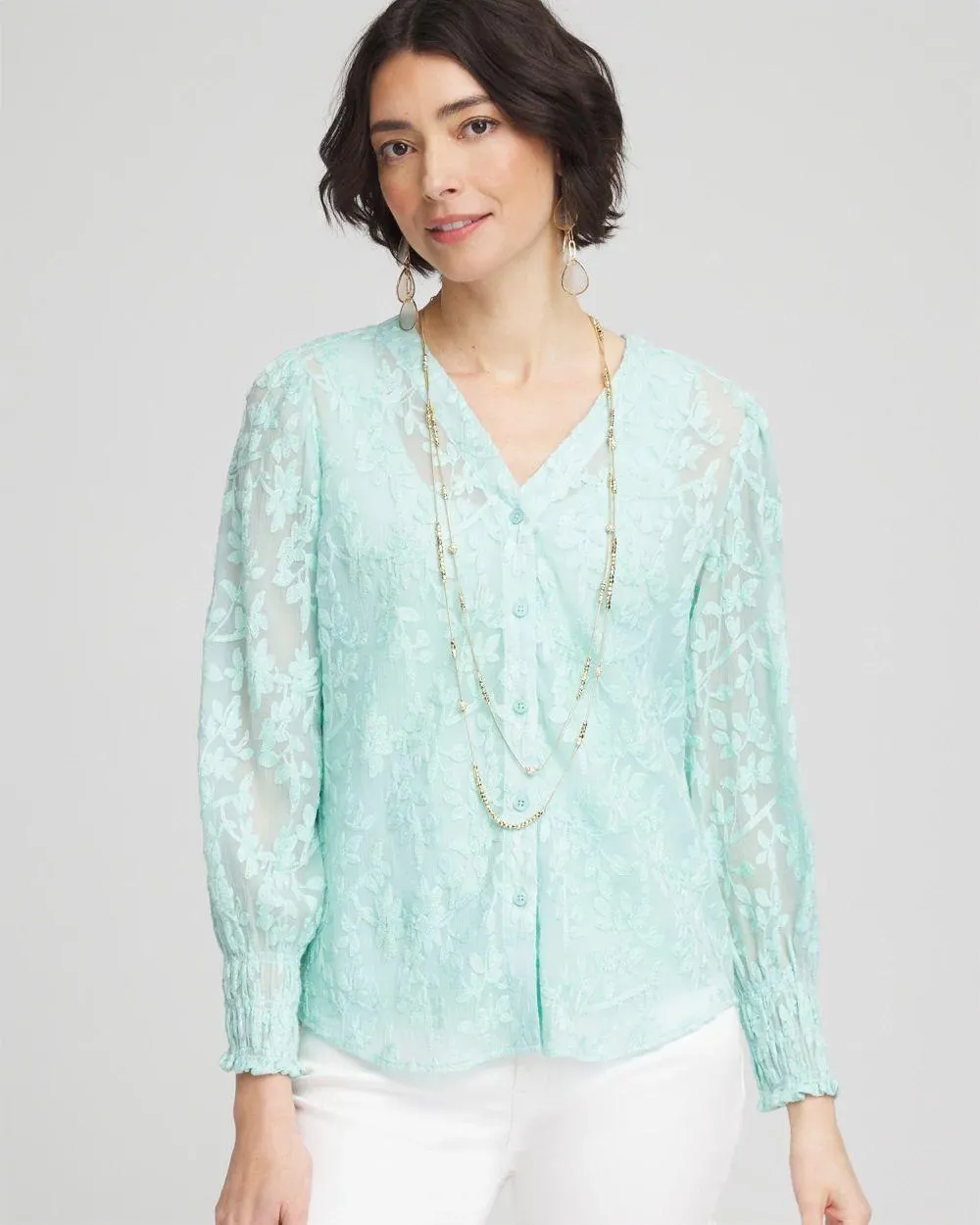Floral Soutache V-Neck Blouse