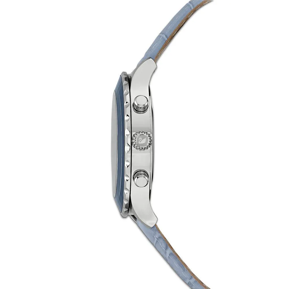 Reloj Octea Lux Chrono, correa de piel, azul, acero inoxidable