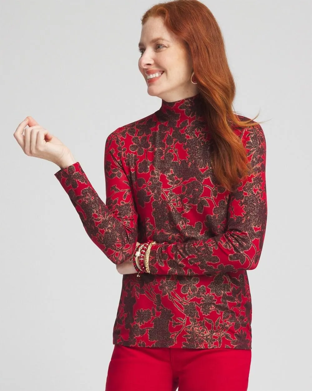 Touch of Cool\u2122 Floral Foil Layering Tee