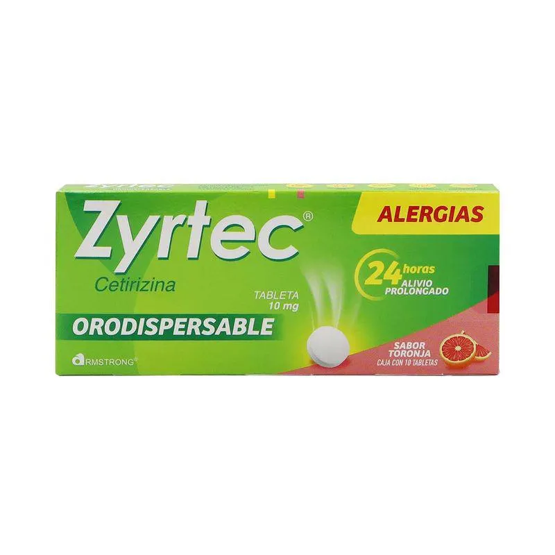 Tabletas Zyrtec Orodispersable de 10mg Caja con 10 Tabletas