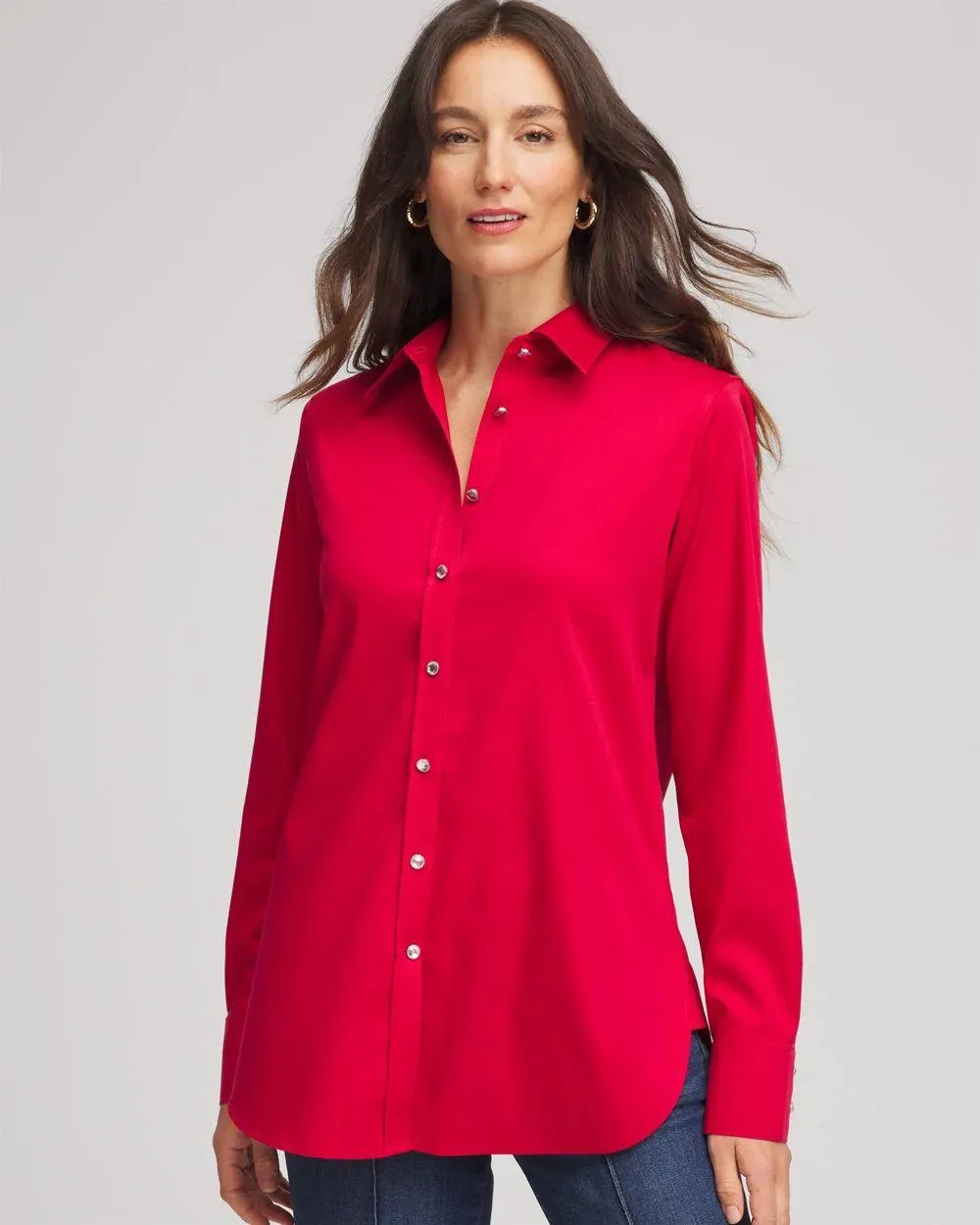 No Iron ™ Rhinestone Button Shirt