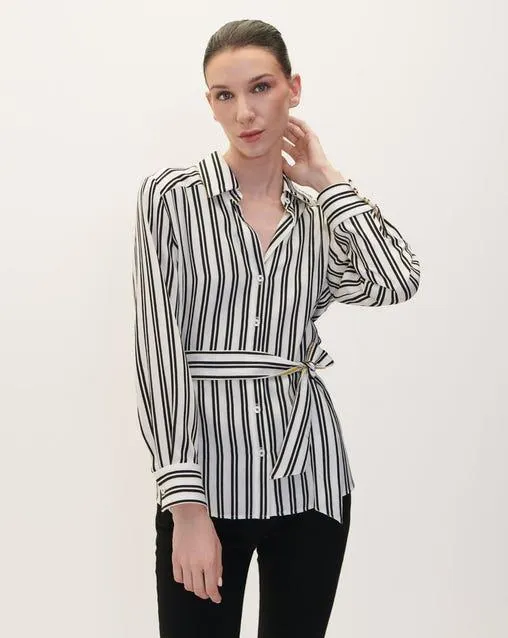 Blusa Camisera A Rayas Con Amarre