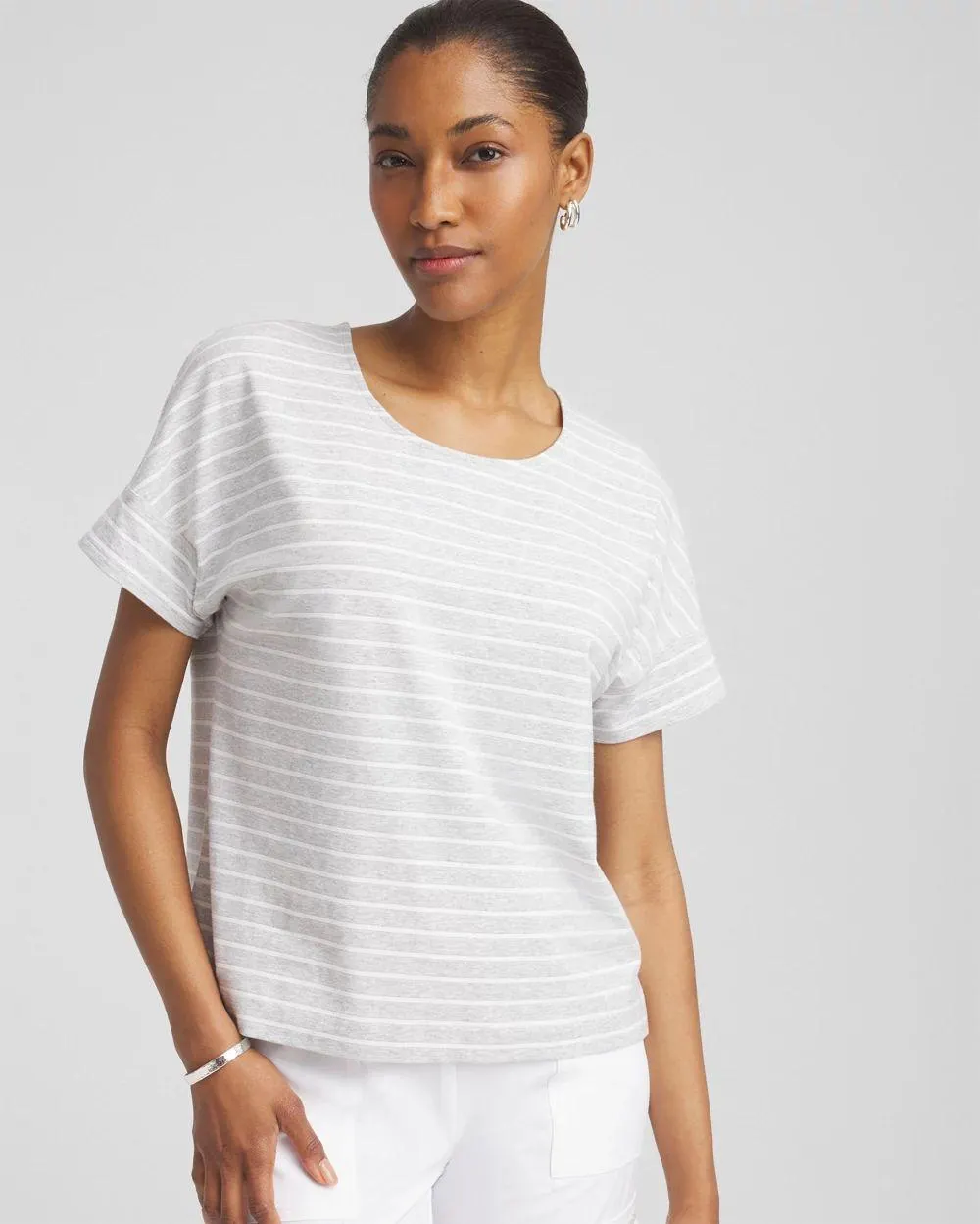 Zenergy ® UPF Knit Metallic Striped Tee