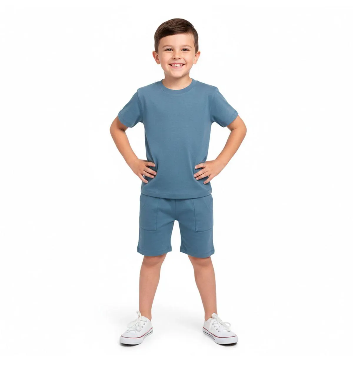 Conjunto De Short Estivaneli Con Playera Liso Para Niños IHFB-7338