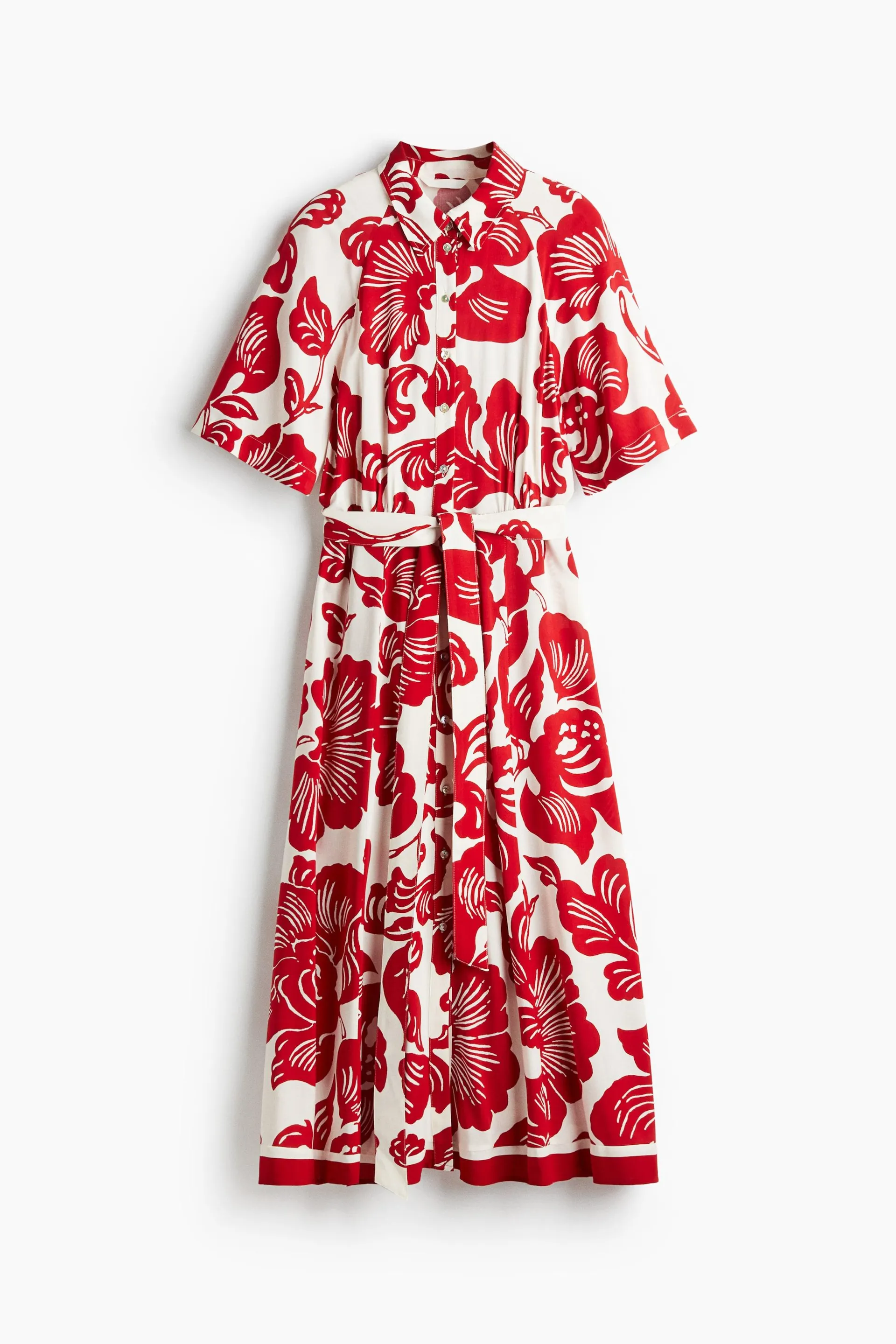 Vestido camisa con cinturón de lazo