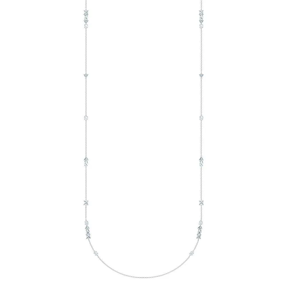 Collar Tennis Deluxe Mixed, blanco, baño de rodio