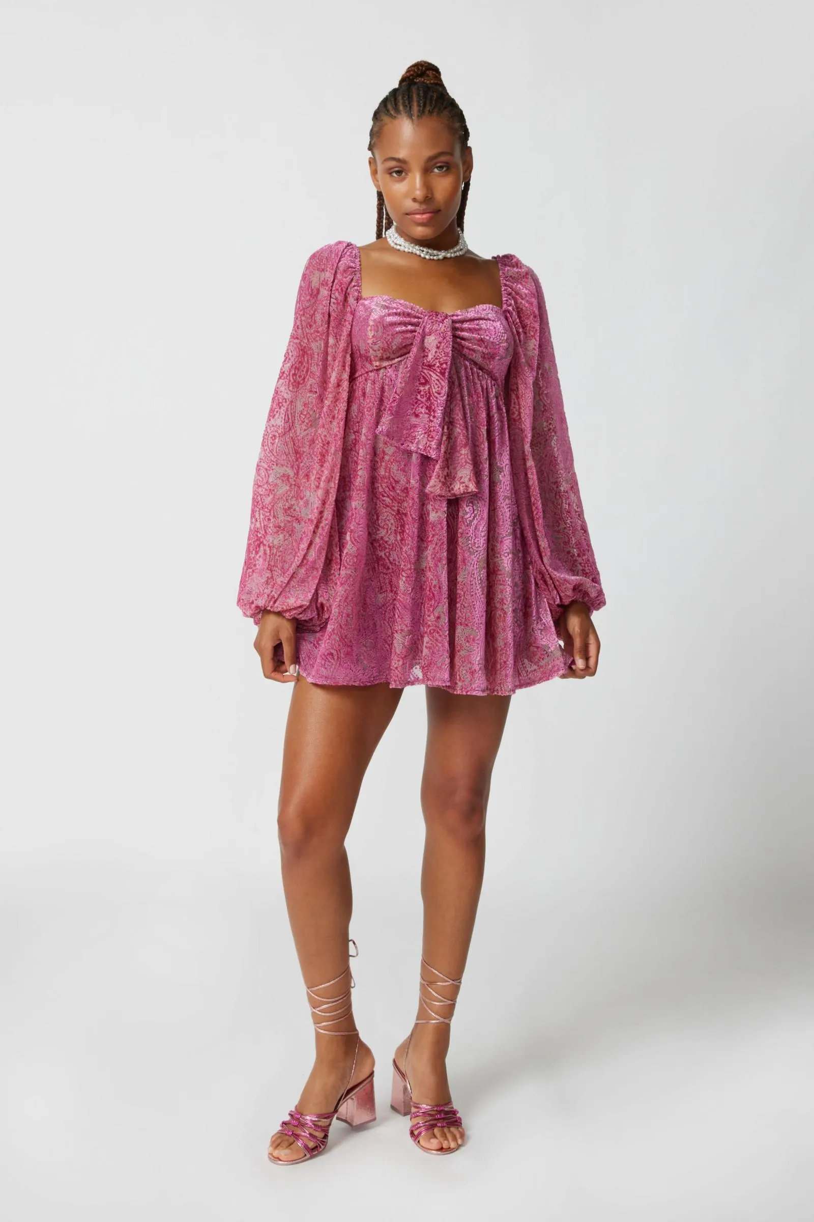 For Love & Lemons Francesca Long Sleeve Mini Dress