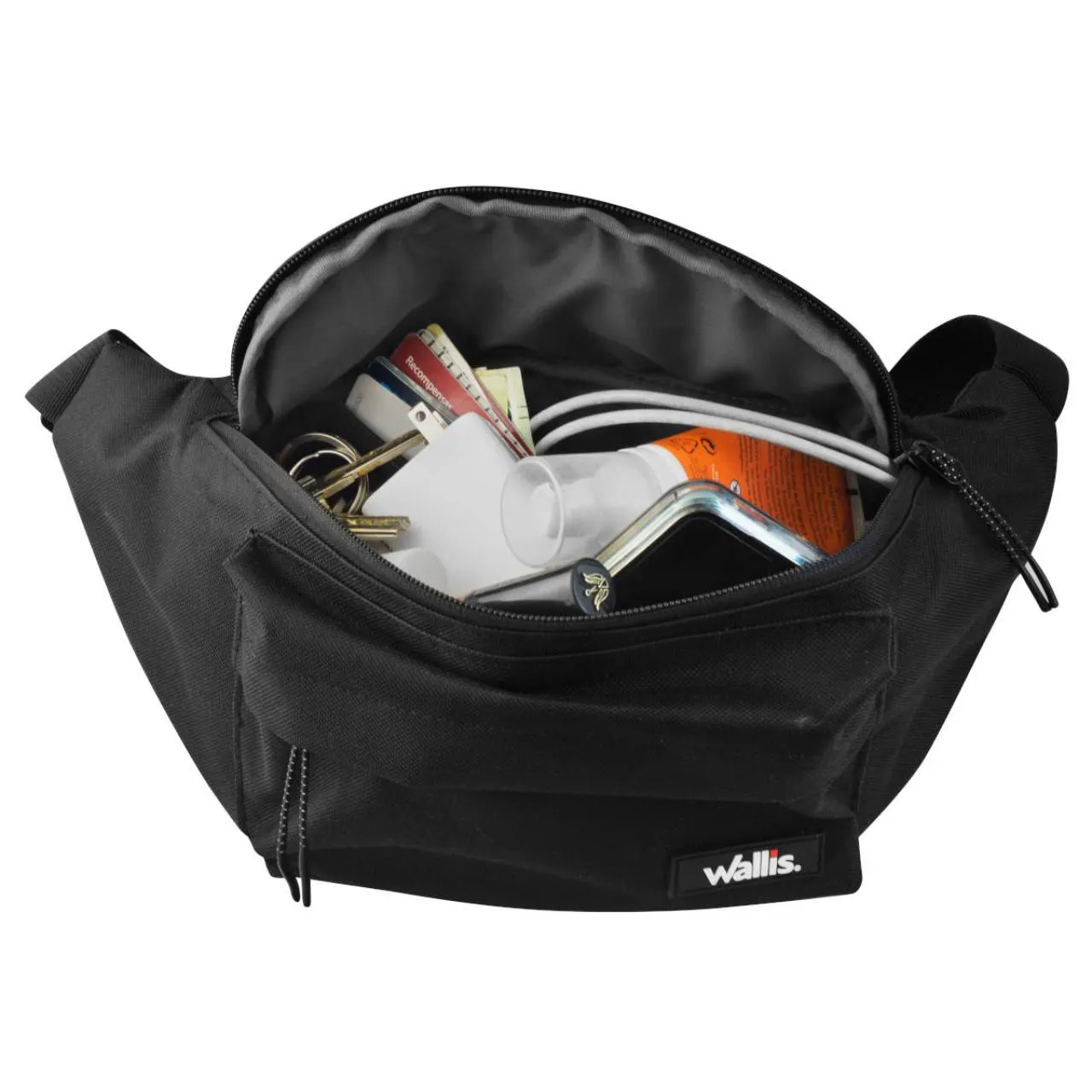 Cangurera unisex c/ 2 compartimientos, correa ajustable, negro