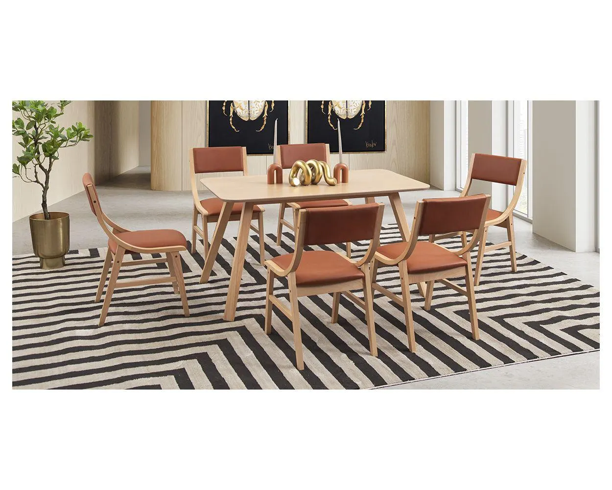 Comedor Rectangular Foxy Naranja 7 Piezas