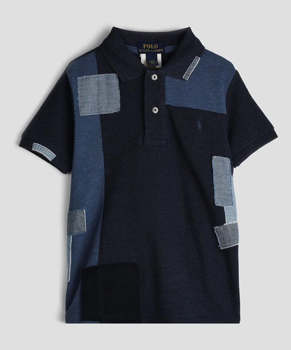 Playera tipo polo con bloques a contraste de manga corta Niño