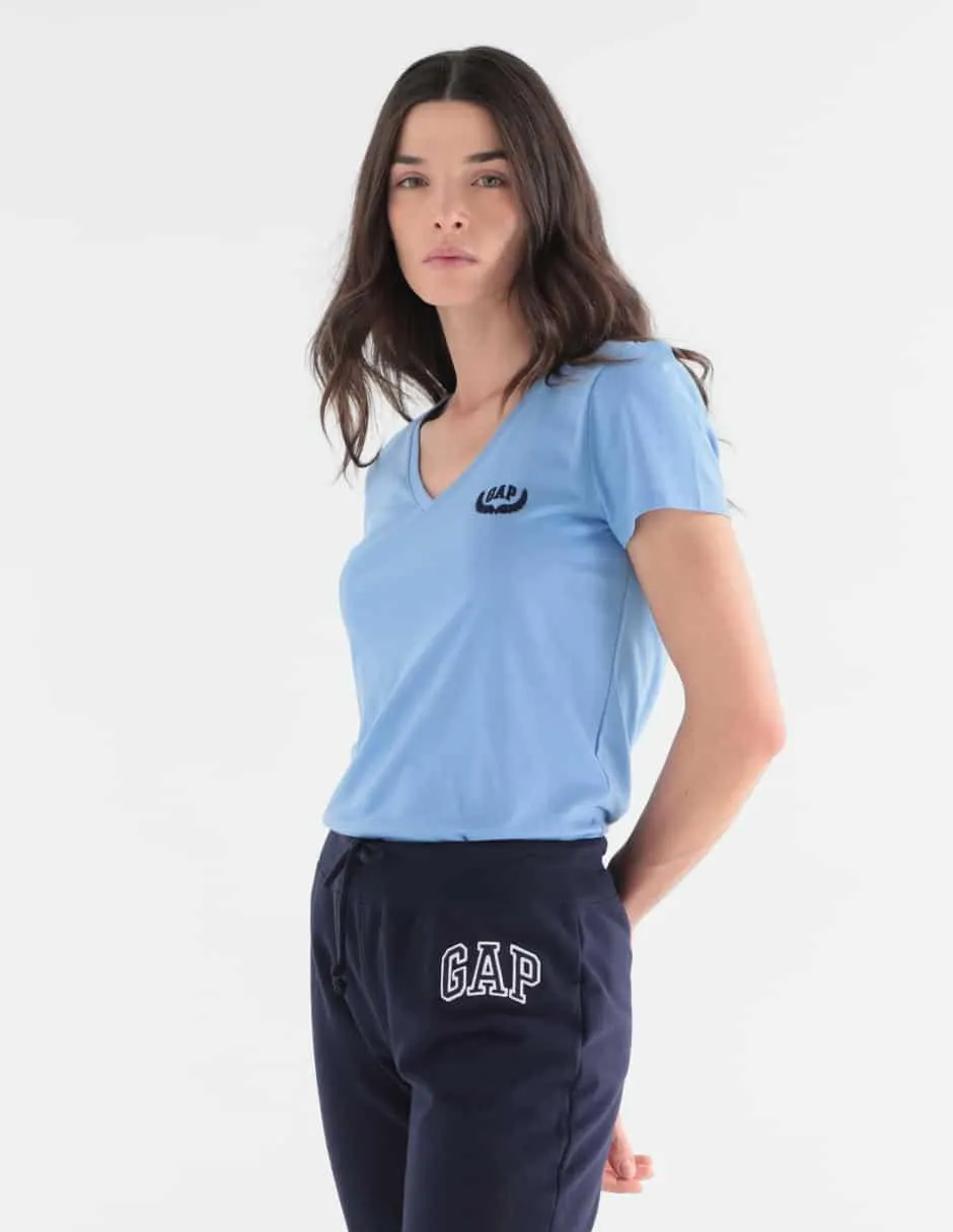 Playera manga corta cuello V para mujer