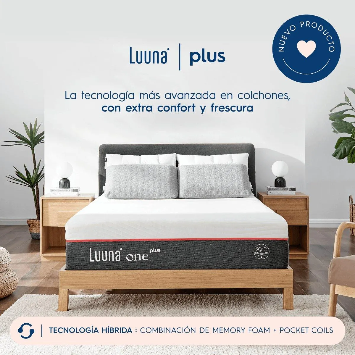 Colchón Queen Size One Plus Hb Luuna