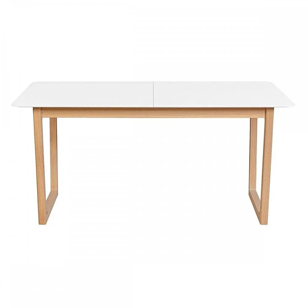 Lucila - Mesa de comedor extensible estilo moderno con cubierta blanca y 2 extensiones