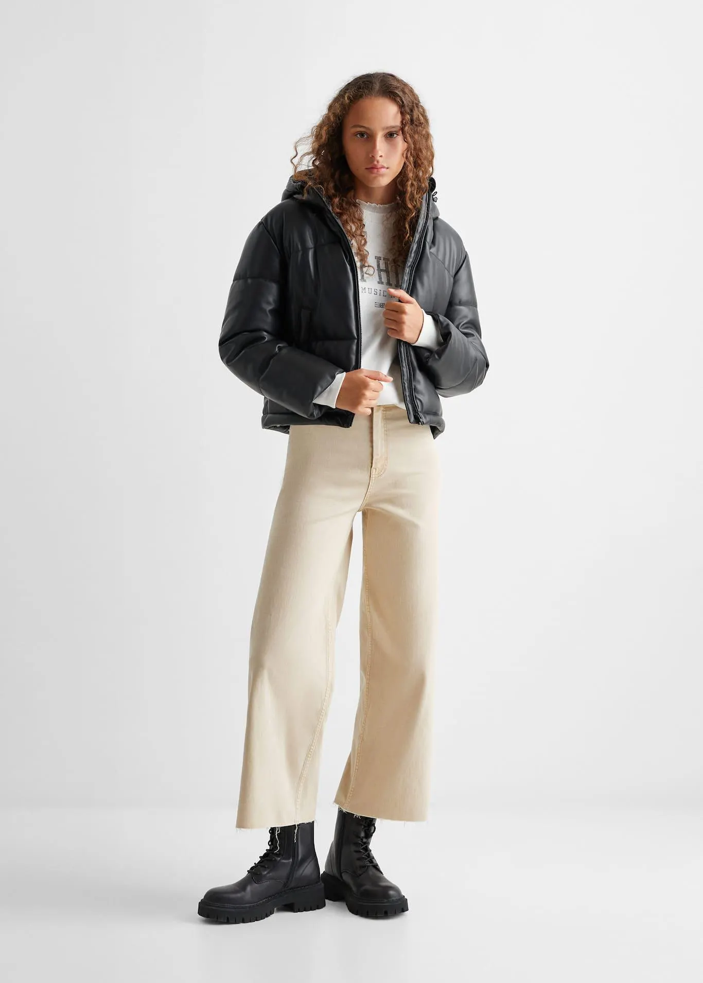 Anorak acolchado efecto piel