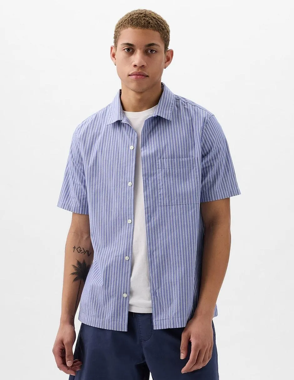 Camisa casual de algodón manga corta para hombre