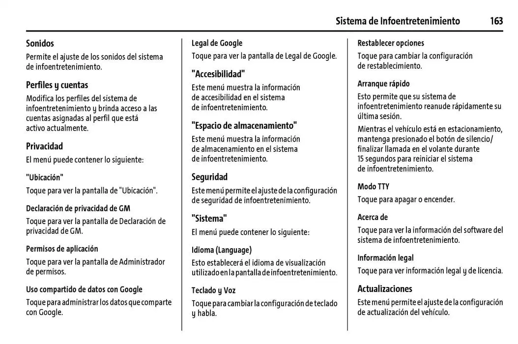 Catálogo de Chevrolet Corvette Stingray Manual del propietario 22 de enero al 31 de diciembre 2025 - Pagina 164