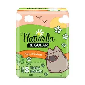 TOALLA FEMENINA NATURELLA DERMA CREM FLUJO MODERADO CON ALAS 8 PZA.