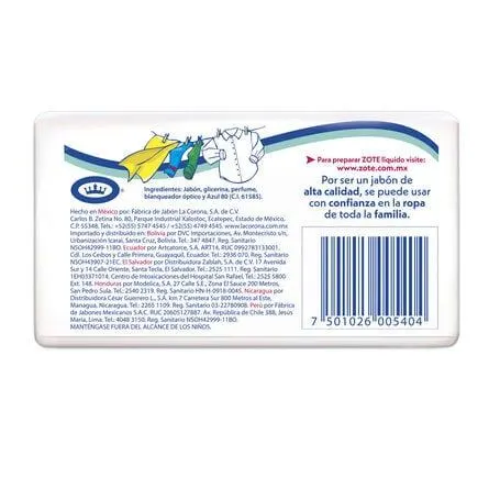 Jabón en Barra Zote Azul 400 g