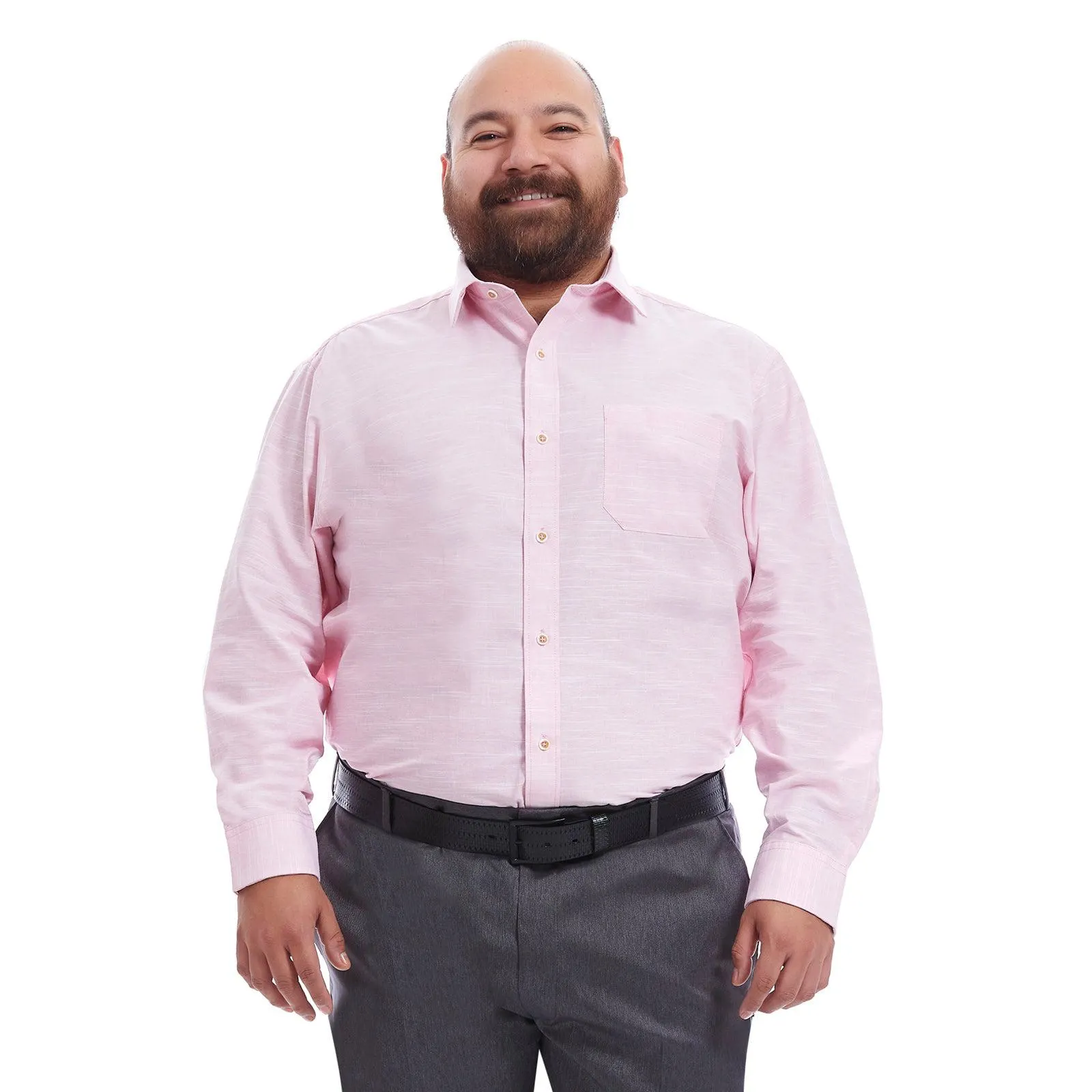 Camisa para hombre lisa manga larga | Tallas extras