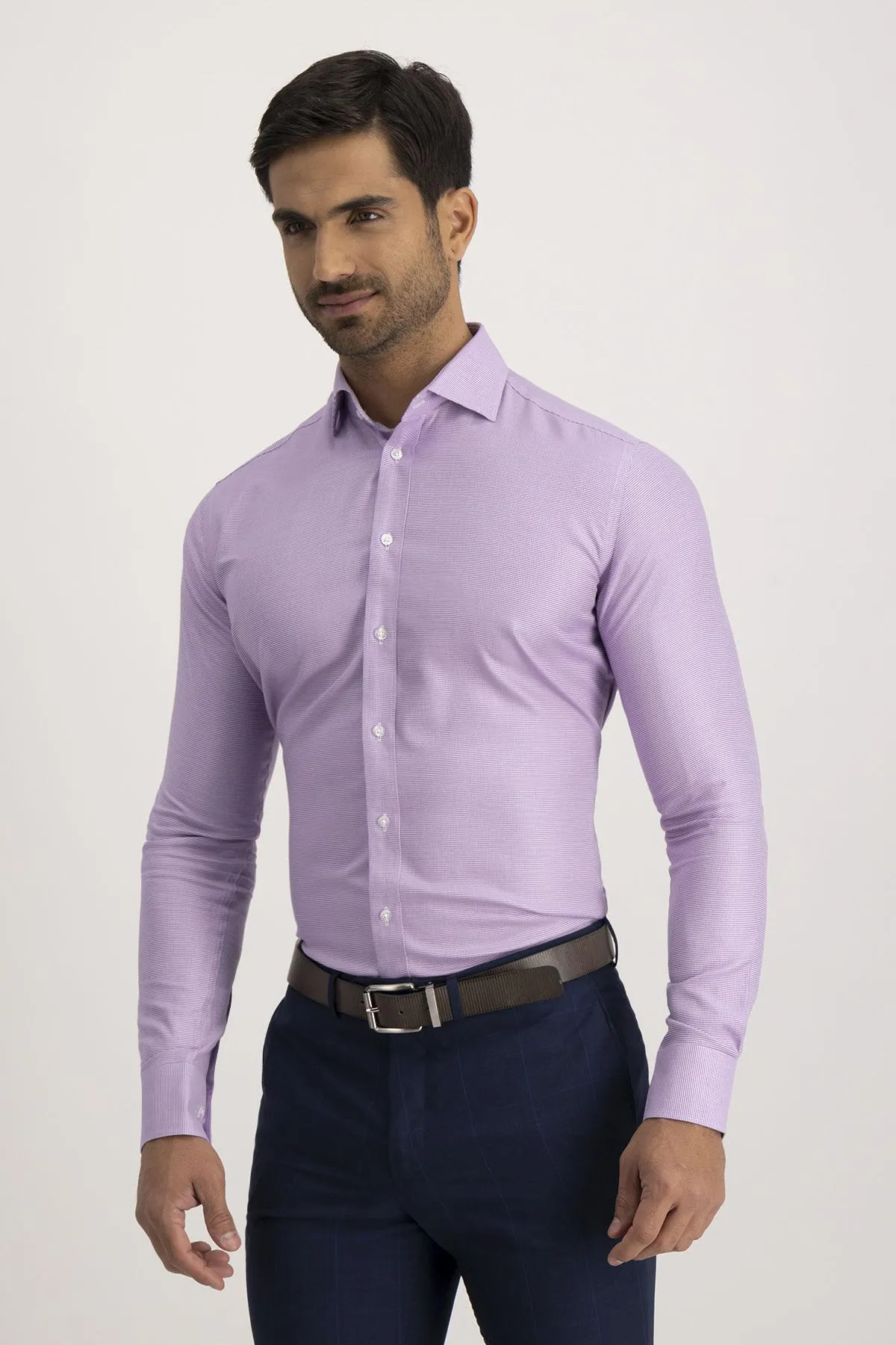 Camisa Formal NON IRON Calderoni Lila Contemporary Fit