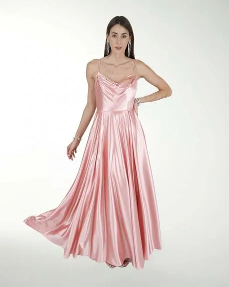 VESTIDO CL LISO ESCOTE DRAPEADO