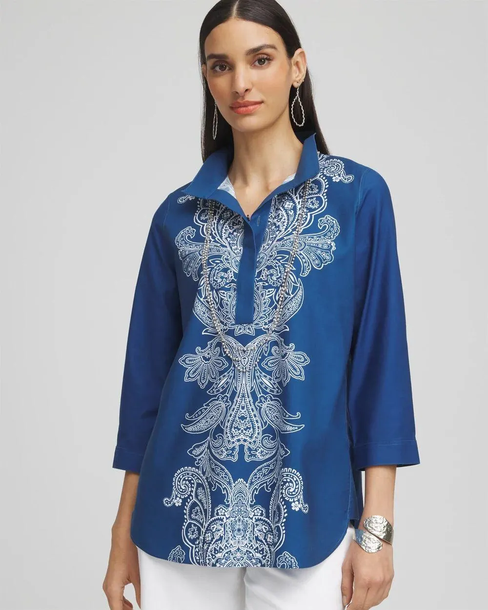 No Iron ™ Paisley Buttonback Tunic