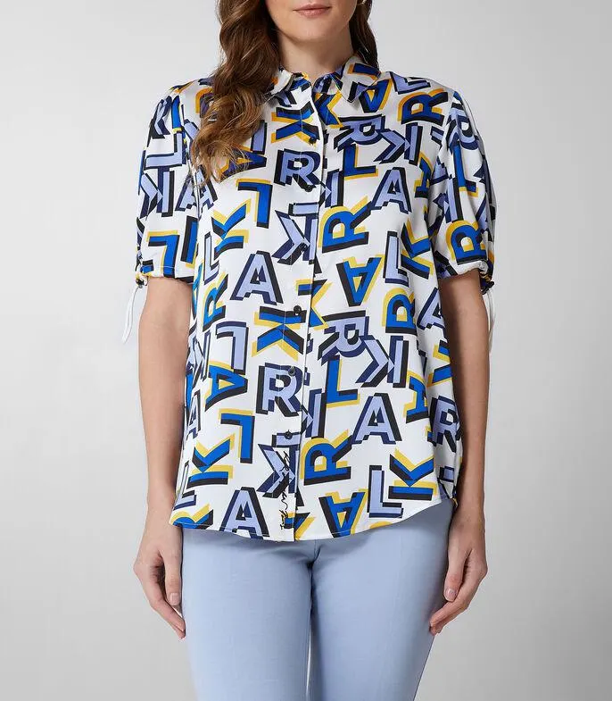 Camisa monogram manga corta Mujer
