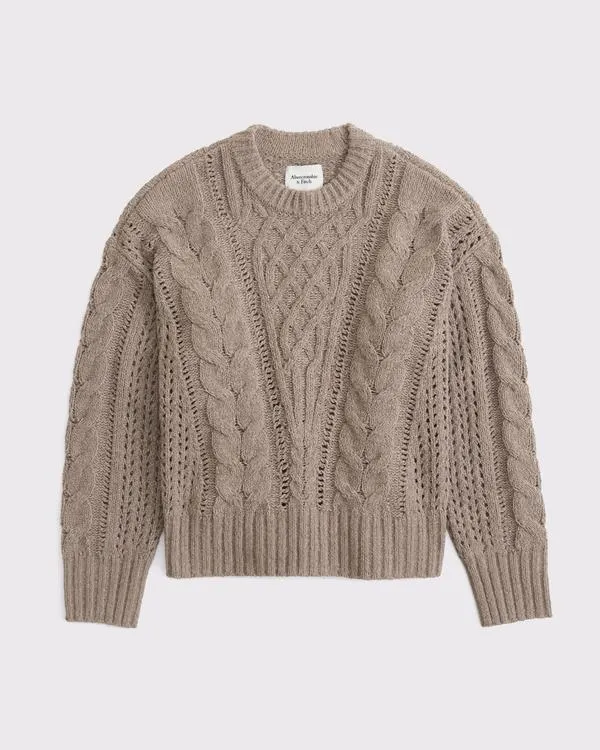 Textural Stitch Cable Crew Sweater