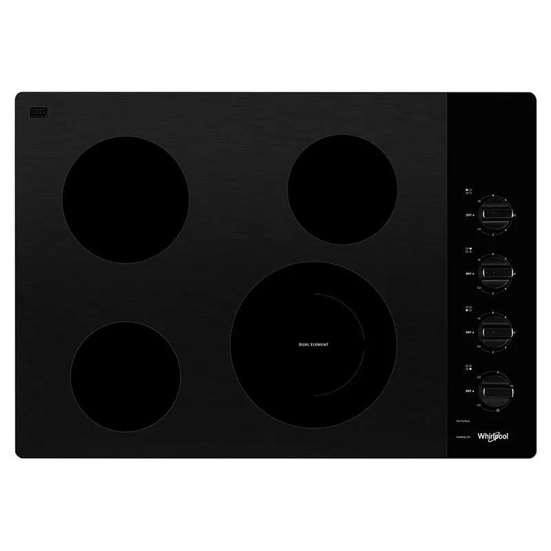 Parrilla Whirlpool Eléctrica de 30 IN 4 quemadores Vitroceramica Negro