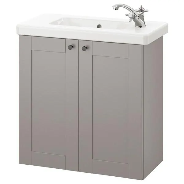 Mueble de lavabo con 2 puertas, gris Estructura/gris Runskär grifo,