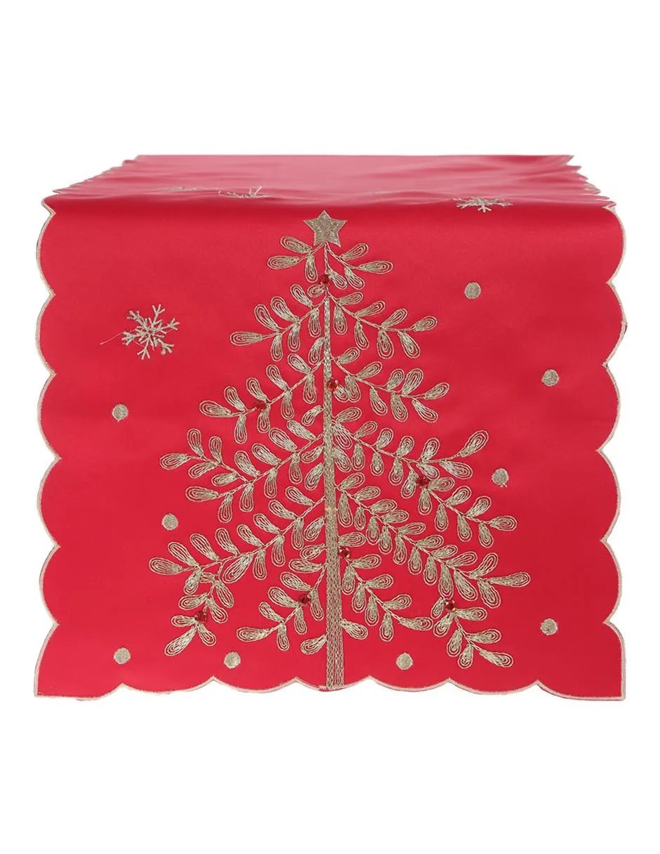 Camino de mesa rectangular de poliéster N Narrative Cabaña Navidad