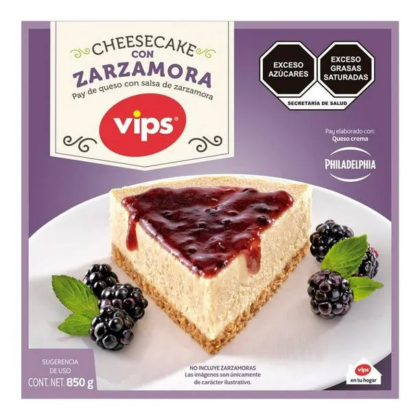 Pay de queso Vips Philadelphia con salsa de zarzamora 850 g