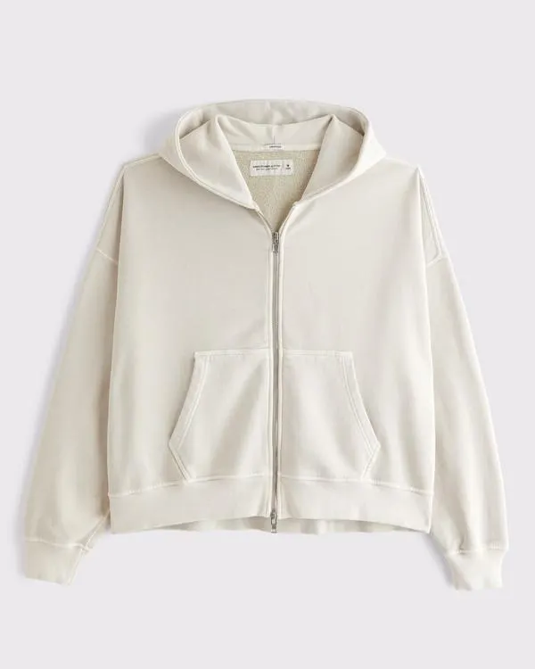 Cropped Essential Full-Zip Hoodie
