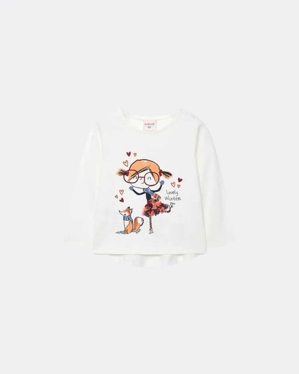 Playera manga larga con diseño LOVELY WINTER