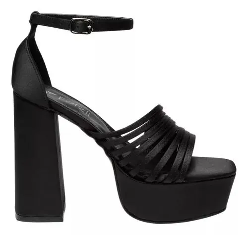 Sandalia Mujer Barbie Margot Negro Fiesta Plataforma Fareli