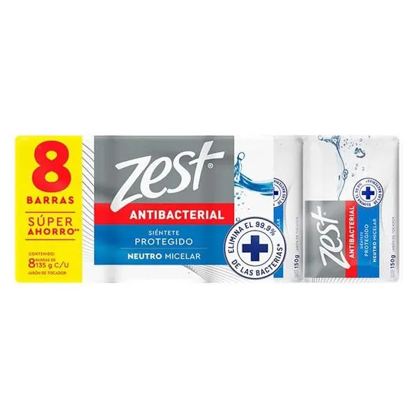 Jabón Zest Neutro con 8 piezas de 135 g