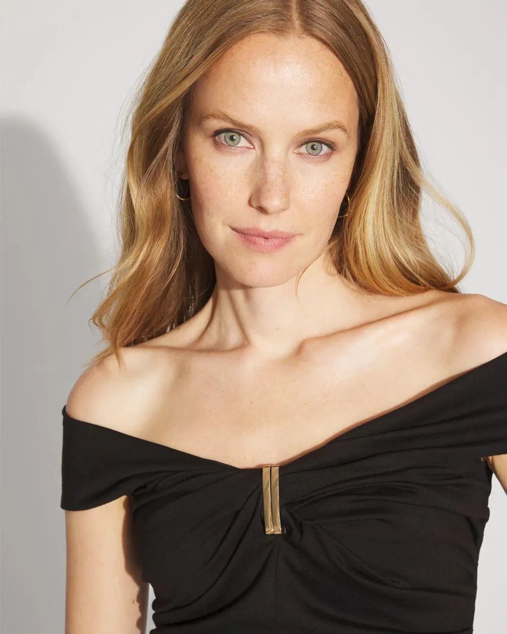 Draped Ponte Off-The-Shoulder Top