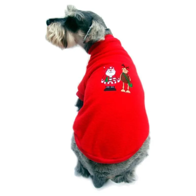 Suéter Polar Navidad Rojo Perro Bordado Talla 7 Pet Pals
