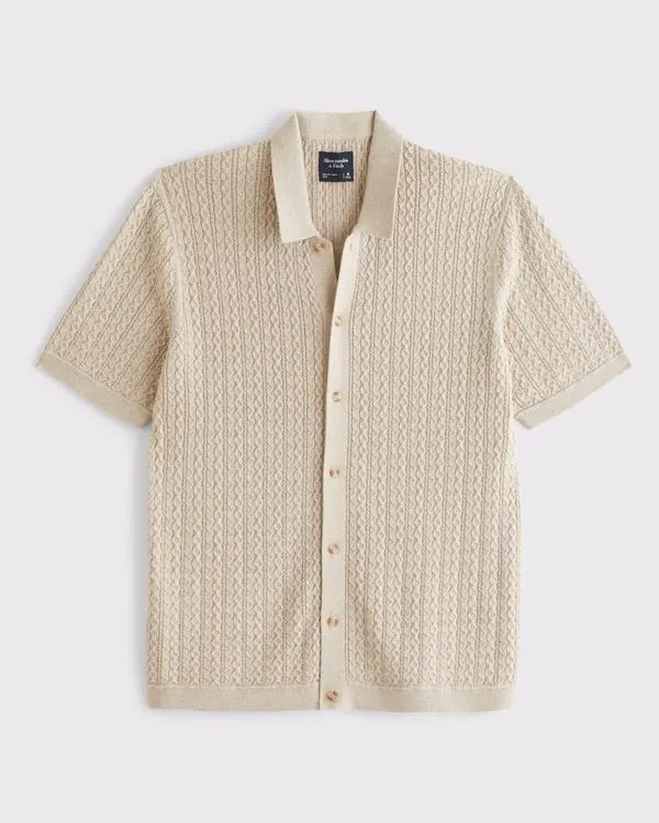 Cable Button-Through Sweater Polo
