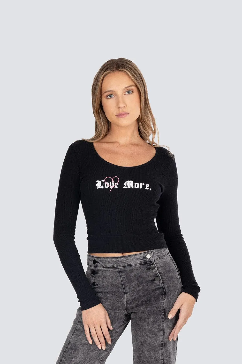 Playera manga larga love more