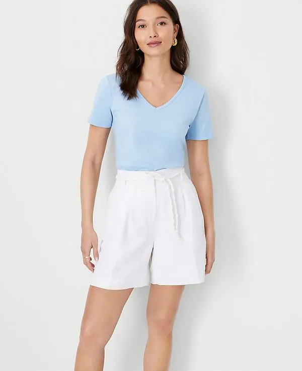 Camisas Ann Taylor Pima Algodon V-Neck Azules | 291365-KDL