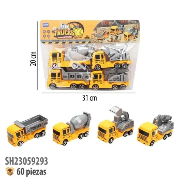 CAMIONES CONSTRUCCION 4 PIEZAS