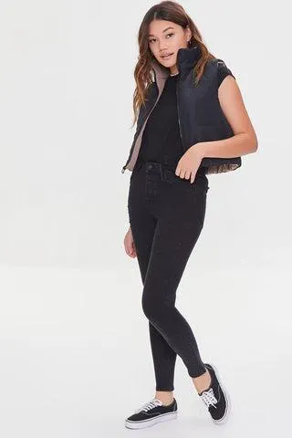 JEANS NEGRO AJUSTADO TIRO ALTO