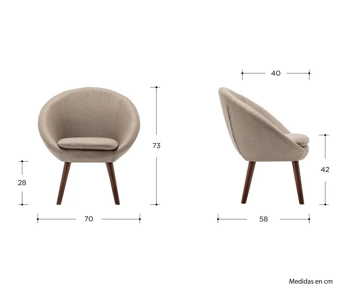 Sillón Zacatelco nogal - Beige