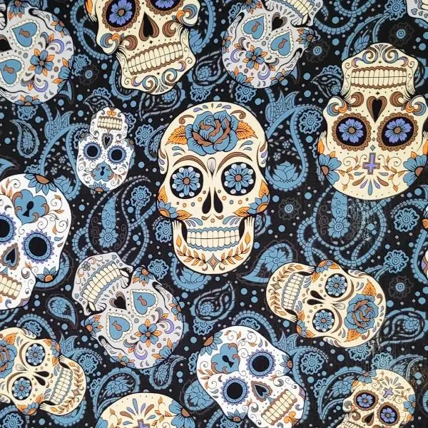 Algodón Digital Calaveras Mandalas