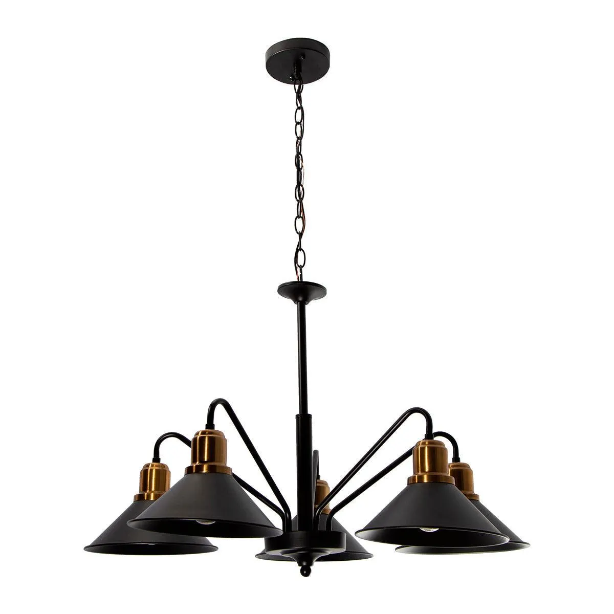 Lámpara Colgante Vintage E26 60w Negro Mate 5 Luces